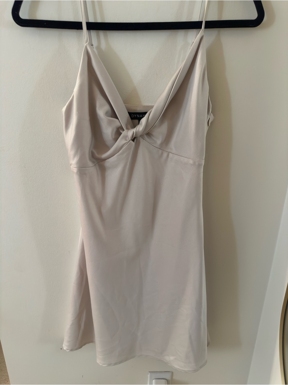 Sleek Knot-Front Slip Dress in Ivory - Picture 1 of 3